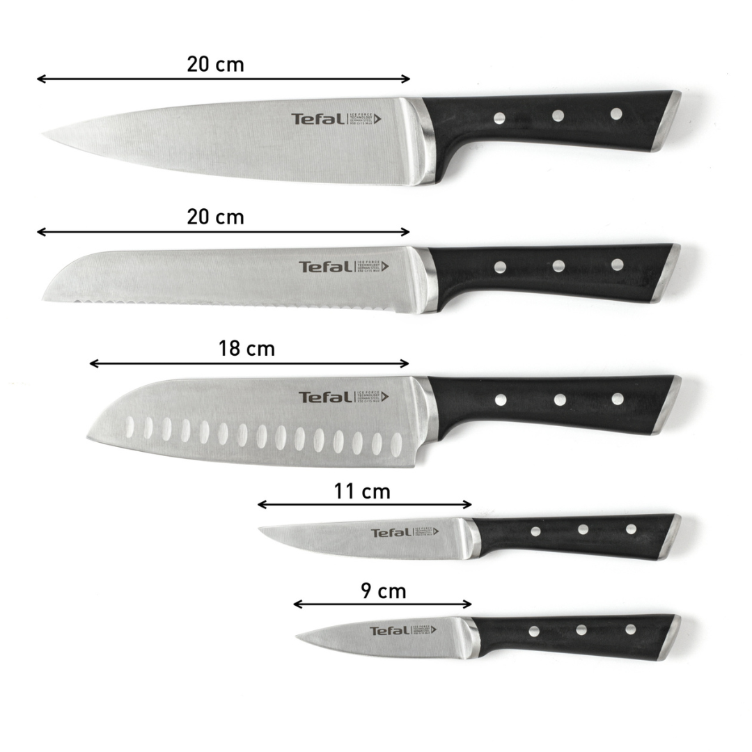 Tefal Ice Force Stainless Steel 6pc Knife Set with Block
