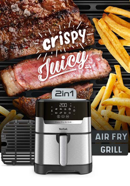 Tefal Easy Fry and Grill Deluxe 2-in-1 Air Fryer and Grill EY505D
