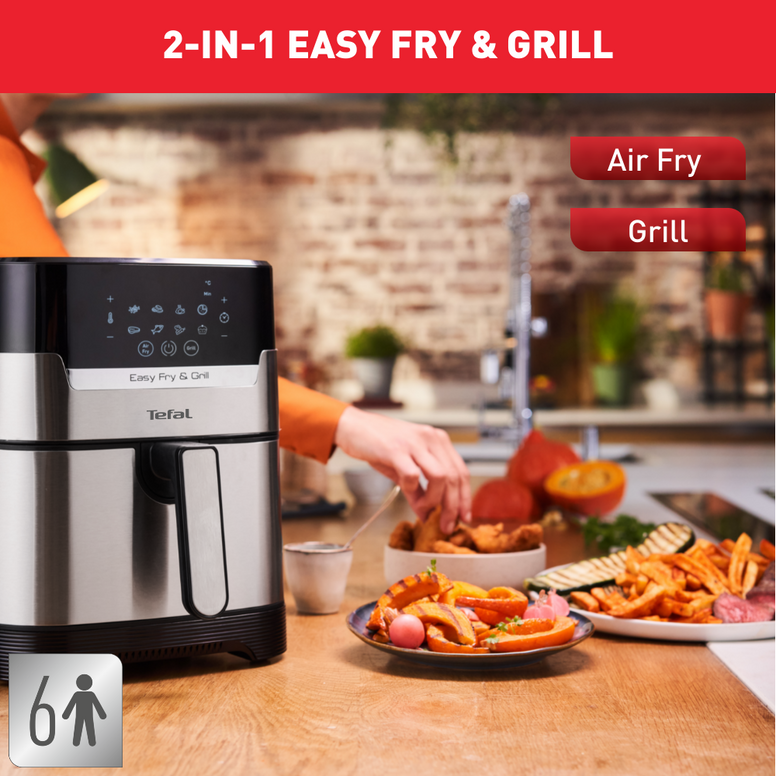 Tefal Easy Fry and Grill Deluxe 2-in-1 Air Fryer and Grill EY505D